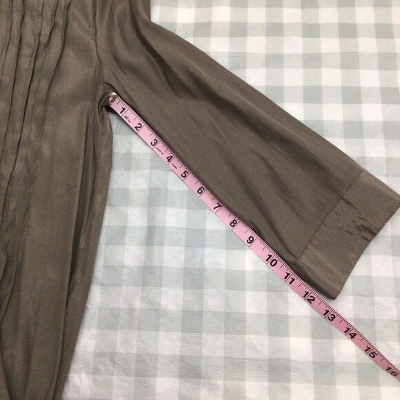 2/40$ CONTEMPORAINE pleated long blouse tunic maroon medium shinny 3/4 sleeves - Picture 13 of 16